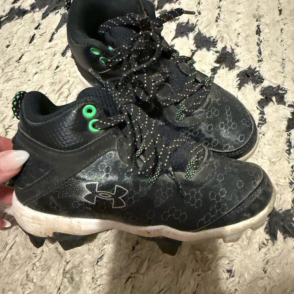 Under Armour Kids Black Sneakers with Green Highlights